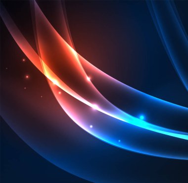 Enerji hatları, karanlıkta parlayan dalgalar vektör arka plan