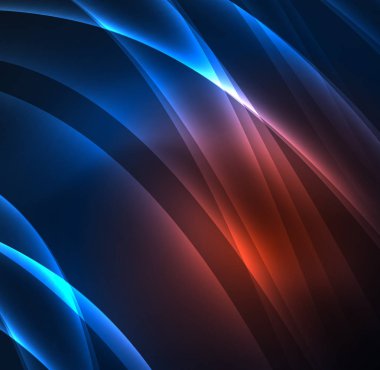 Enerji hatları, karanlıkta parlayan dalgalar vektör arka plan