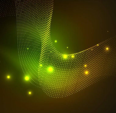 parlayan parçacıkların 3D ışıklı dalga