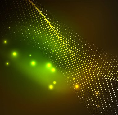 parlayan parçacıkların 3D ışıklı dalga