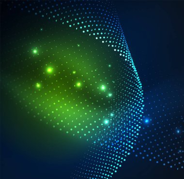 parlayan parçacıkların 3D ışıklı dalga