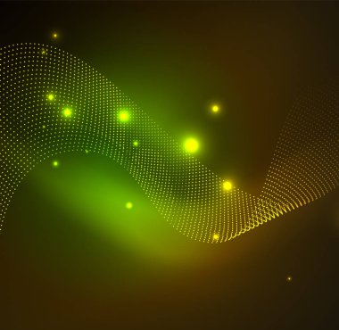 parlayan parçacıkların 3D ışıklı dalga