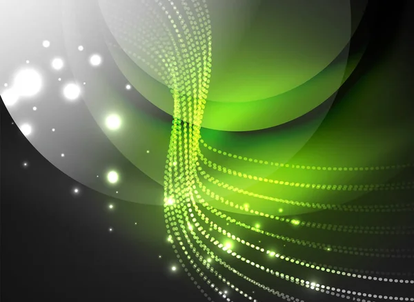 Parçacıklar koyu renk arka plan üzerinde oluşturulan parlayan dalga