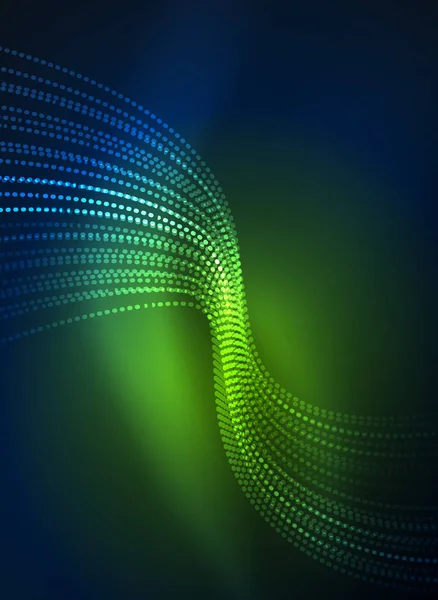 Parçacıklar koyu renk arka plan üzerinde oluşturulan parlayan dalga