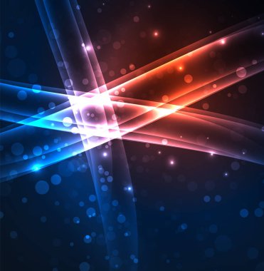 Enerji hatları, karanlıkta parlayan dalgalar vektör arka plan