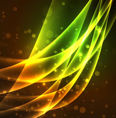 Enerji hatları, karanlıkta parlayan dalgalar vektör arka plan