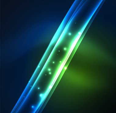 Enerji hatları, karanlıkta parlayan dalgalar vektör arka plan