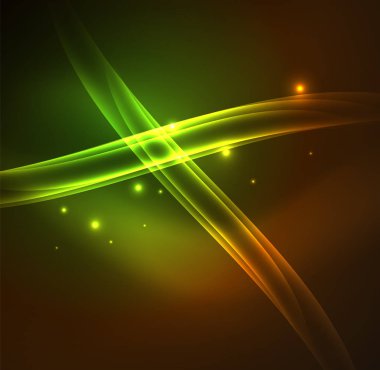 Enerji hatları, karanlıkta parlayan dalgalar vektör arka plan