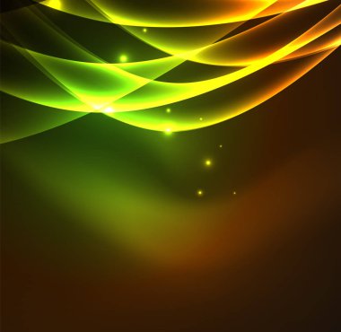 Enerji hatları, karanlıkta parlayan dalgalar vektör arka plan