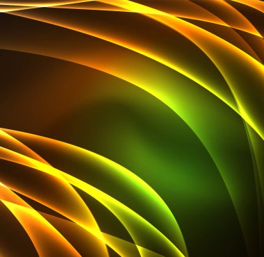 Enerji hatları, karanlıkta parlayan dalgalar vektör arka plan