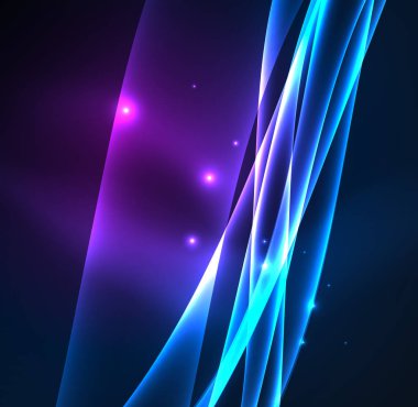 Enerji hatları, karanlıkta parlayan dalgalar vektör arka plan