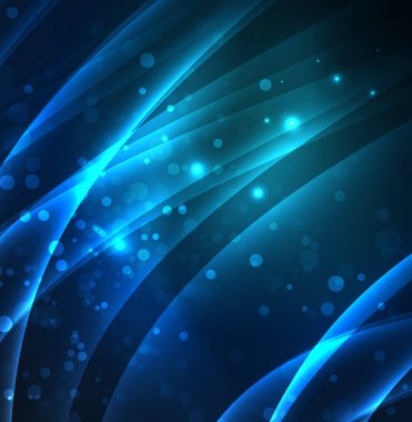 Enerji hatları, karanlıkta parlayan dalgalar vektör arka plan