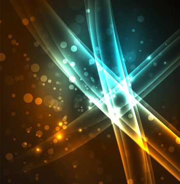 Enerji hatları, karanlıkta parlayan dalgalar vektör arka plan