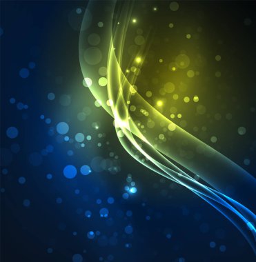 Enerji hatları, karanlıkta parlayan dalgalar vektör arka plan