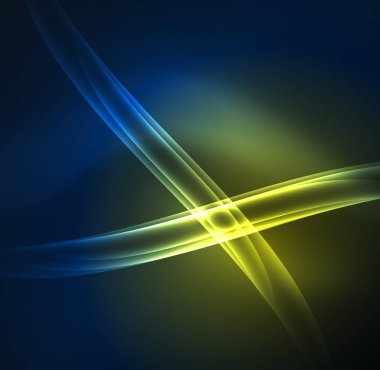 Enerji hatları, karanlıkta parlayan dalgalar vektör arka plan