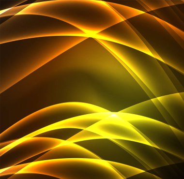 Enerji hatları, karanlıkta parlayan dalgalar vektör arka plan