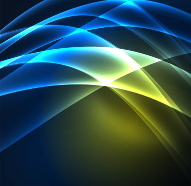 Enerji hatları, karanlıkta parlayan dalgalar vektör arka plan