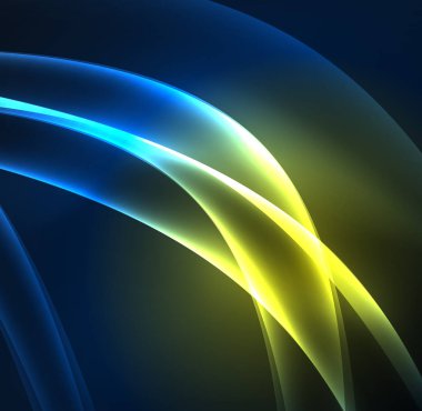 Enerji hatları, karanlıkta parlayan dalgalar vektör arka plan