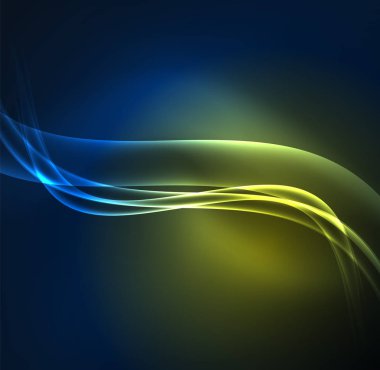 Enerji hatları, karanlıkta parlayan dalgalar vektör arka plan