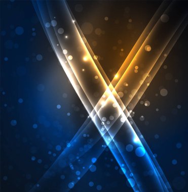 Enerji hatları, karanlıkta parlayan dalgalar vektör arka plan