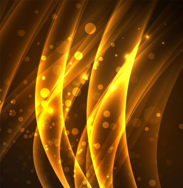 Enerji hatları, karanlıkta parlayan dalgalar vektör arka plan