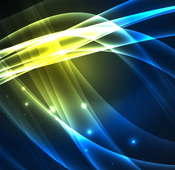 Enerji hatları, karanlıkta parlayan dalgalar vektör arka plan