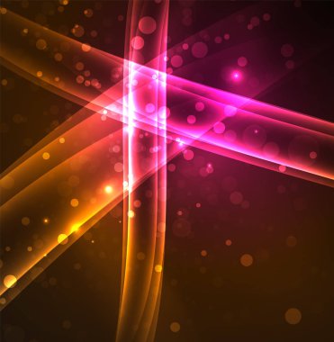 Enerji hatları, karanlıkta parlayan dalgalar vektör arka plan