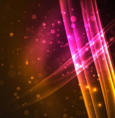 Enerji hatları, karanlıkta parlayan dalgalar vektör arka plan