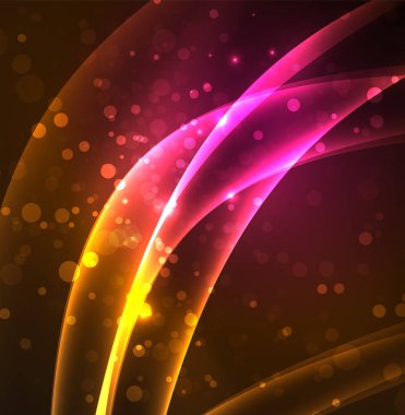 Enerji hatları, karanlıkta parlayan dalgalar vektör arka plan