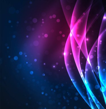 Enerji hatları, karanlıkta parlayan dalgalar vektör arka plan