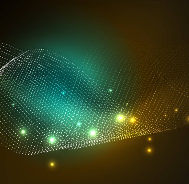 parlayan parçacıkların 3D ışıklı dalga