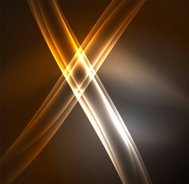 Enerji hatları, karanlıkta parlayan dalgalar vektör arka plan