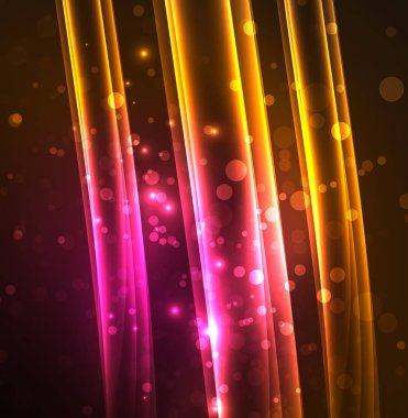 Enerji hatları, karanlıkta parlayan dalgalar vektör arka plan