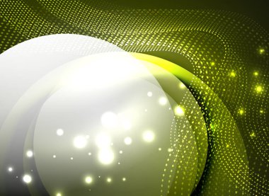 Parçacıklar koyu renk arka plan üzerinde oluşturulan parlayan dalga