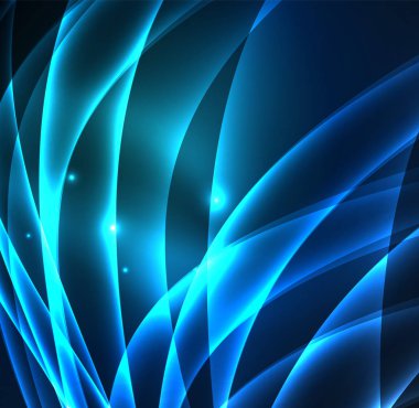 Enerji hatları, karanlıkta parlayan dalgalar vektör arka plan