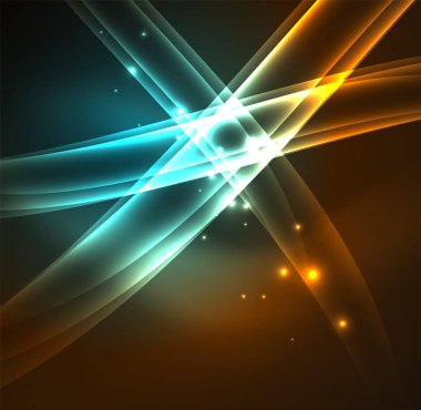 Enerji hatları, karanlıkta parlayan dalgalar vektör arka plan