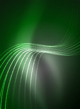 Parçacıklar koyu renk arka plan üzerinde oluşturulan parlayan dalga