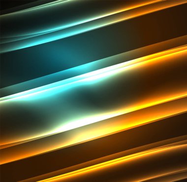 Enerji hatları, karanlıkta parlayan dalgalar vektör arka plan