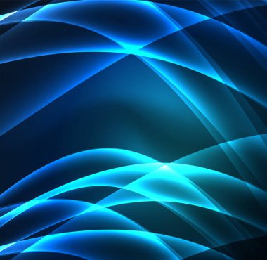 Enerji hatları, karanlıkta parlayan dalgalar vektör arka plan