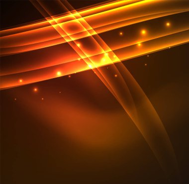 Enerji hatları, karanlıkta parlayan dalgalar vektör arka plan