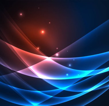 Enerji hatları, karanlıkta parlayan dalgalar vektör arka plan