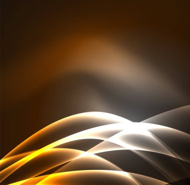 Enerji hatları, karanlıkta parlayan dalgalar vektör arka plan