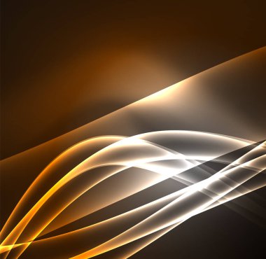 Enerji hatları, karanlıkta parlayan dalgalar vektör arka plan