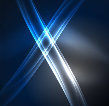 Enerji hatları, karanlıkta parlayan dalgalar vektör arka plan