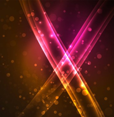 Enerji hatları, karanlıkta parlayan dalgalar vektör arka plan