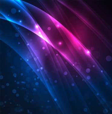 Enerji hatları, karanlıkta parlayan dalgalar vektör arka plan