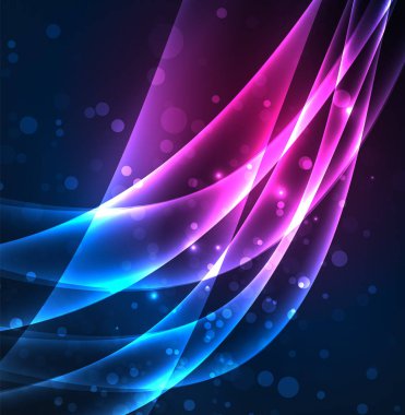 Enerji hatları, karanlıkta parlayan dalgalar vektör arka plan