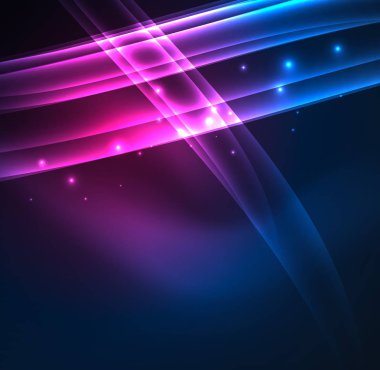 Enerji hatları, karanlıkta parlayan dalgalar vektör arka plan