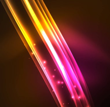 Enerji hatları, karanlıkta parlayan dalgalar vektör arka plan