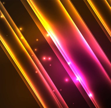 Enerji hatları, karanlıkta parlayan dalgalar vektör arka plan